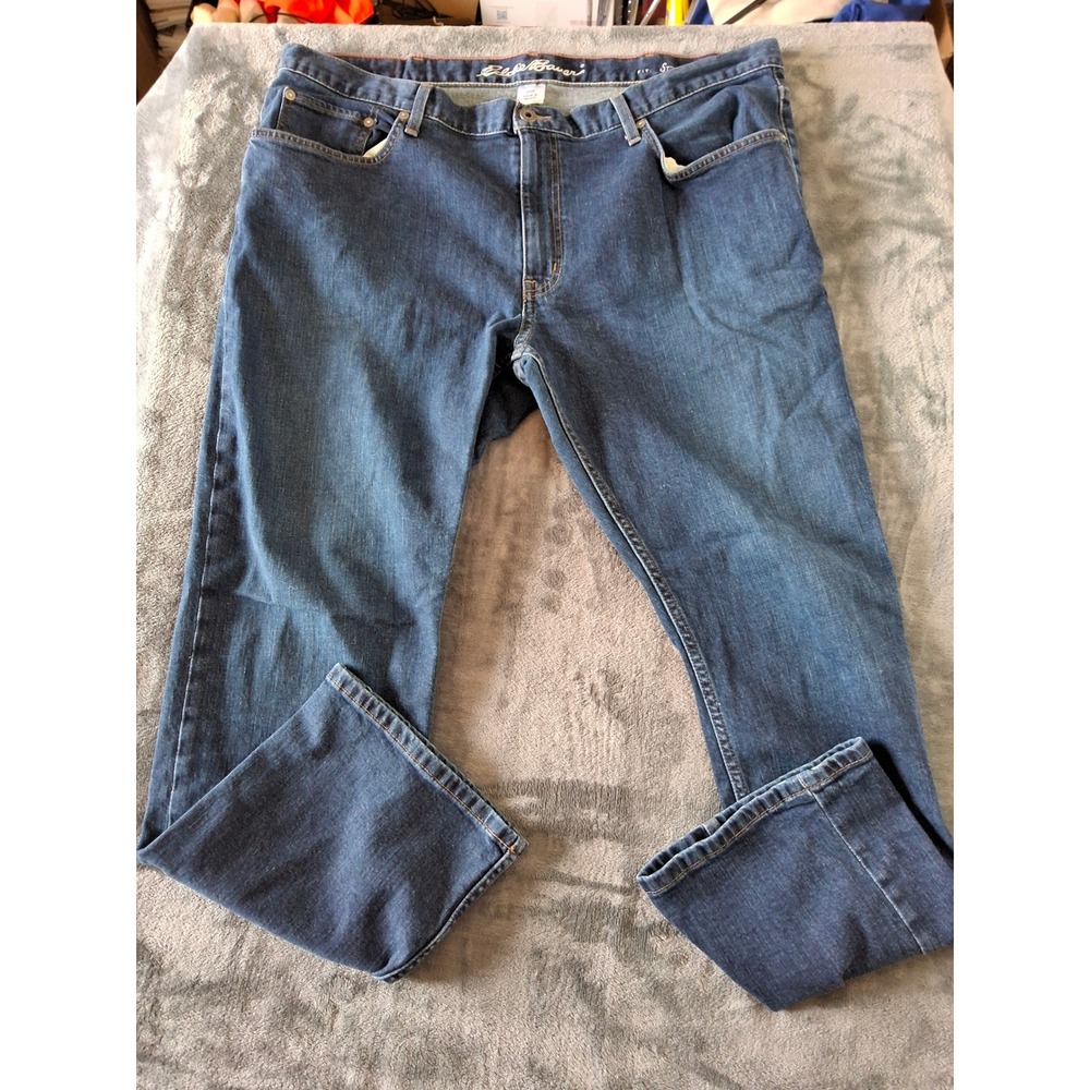 Eddie Bauer Straight Fit Jeans‎ Mens 40x30 Dark Wash Blue Denim Stretch 11107873